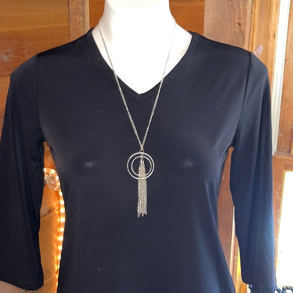 Long silver necklace tassel rings Very Pretty - Picture 1 of 4